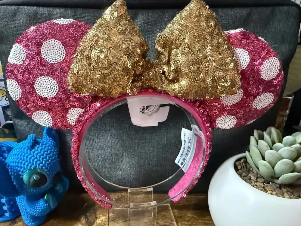 NWT Disney Parks Minnie Mouse Sequin Polka Dot Ear Headband Adult